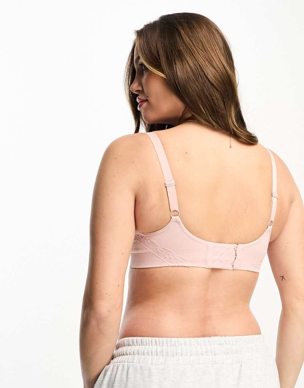 Lindex MOM Maternity 2 pack seamless lace bras in pink and black Product Image