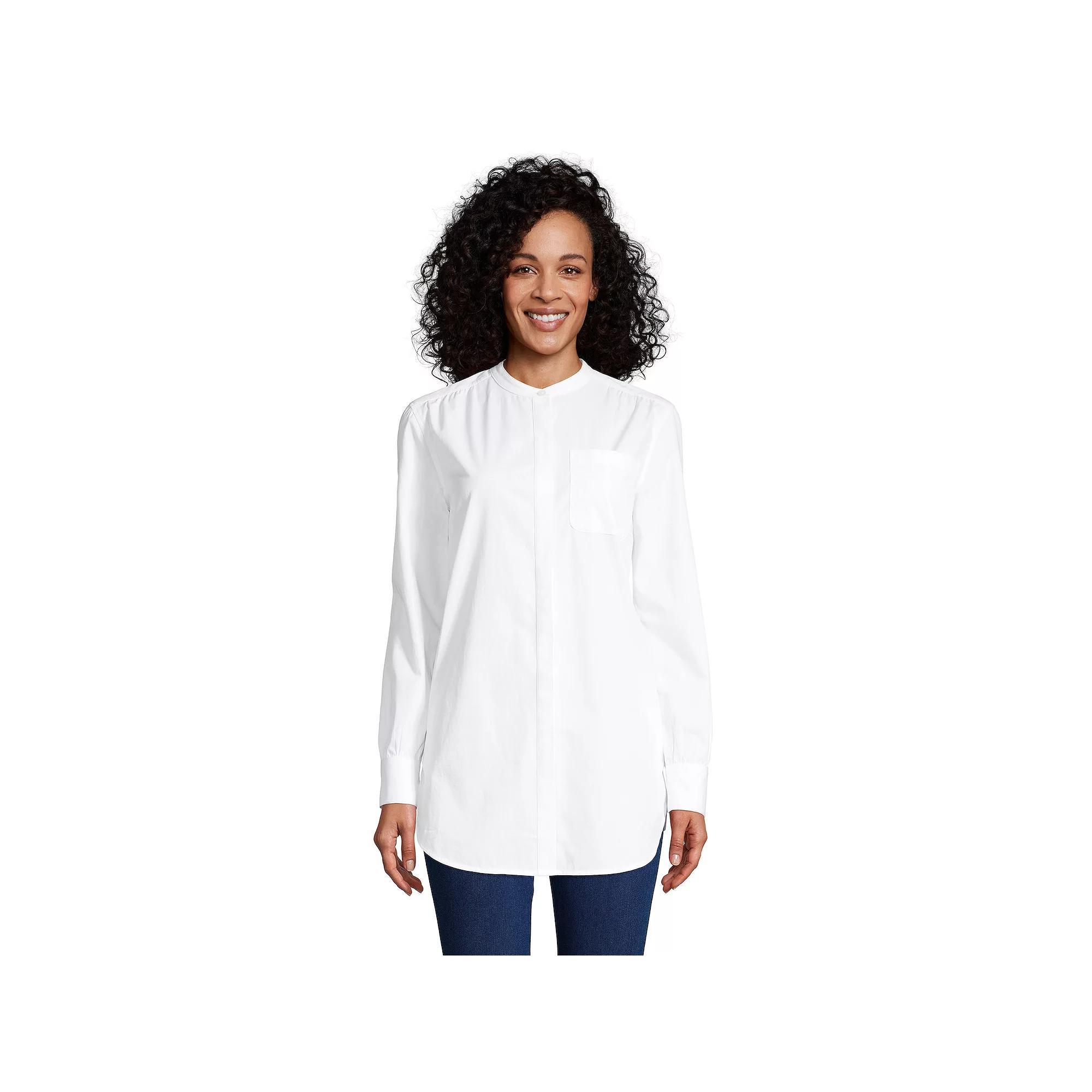 Petite Lands' End Poplin A-line Tunic Shirt, Women's, Size: Small Petite, White Product Image