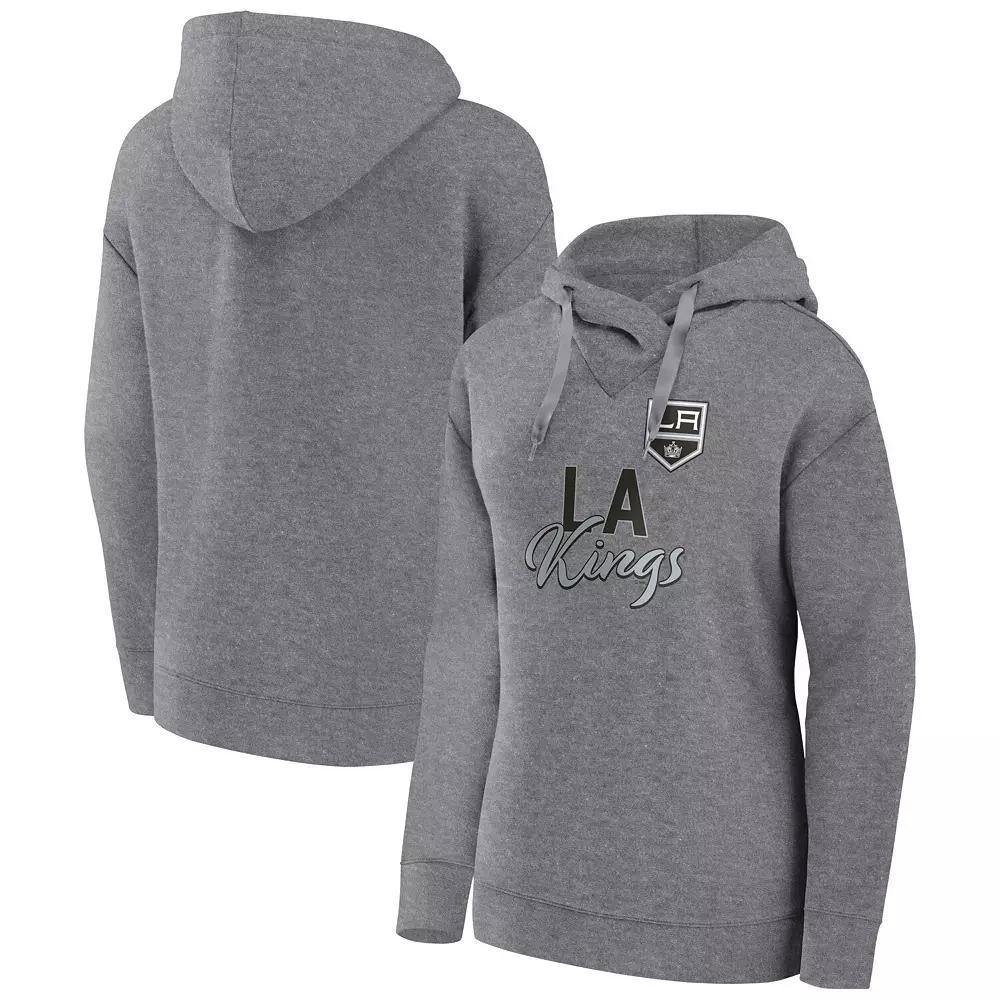 Women's Fanatics Branded Heather Gray Los Angeles Kings Script Favorite Pullover Hoodie, Size: Medium, Kgs Grey Product Image