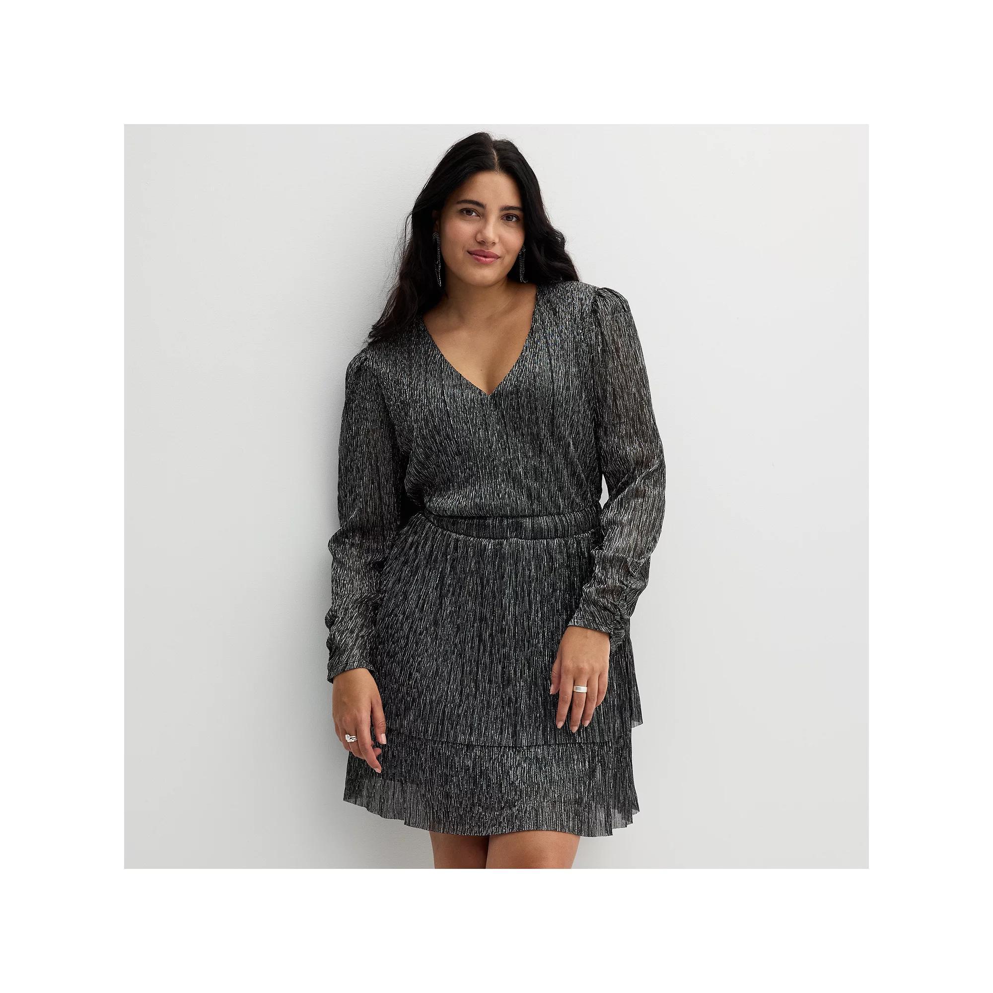 Women's INTEMPO™ Long Sleeve V-Neck Mini Dress, Size: XS, Grey Product Image