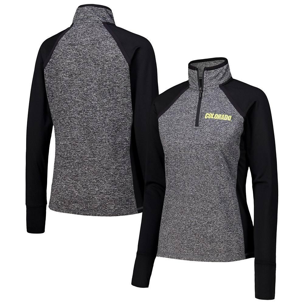 Women's Black/Heather Gray Colorado Buffaloes Finalist Raglan Quarter-Zip Jacket, Size: Small Product Image