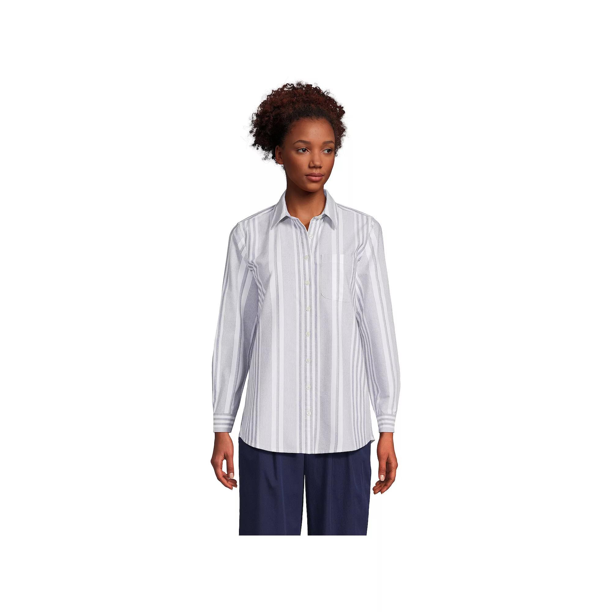 Womens Lands End Long Sleeve Classic Oxford Dress Shirt Product Image