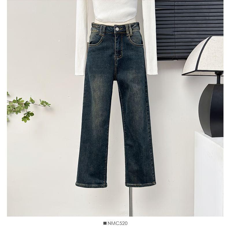 Fleece-Lined Straight-Cut Jeans Product Image