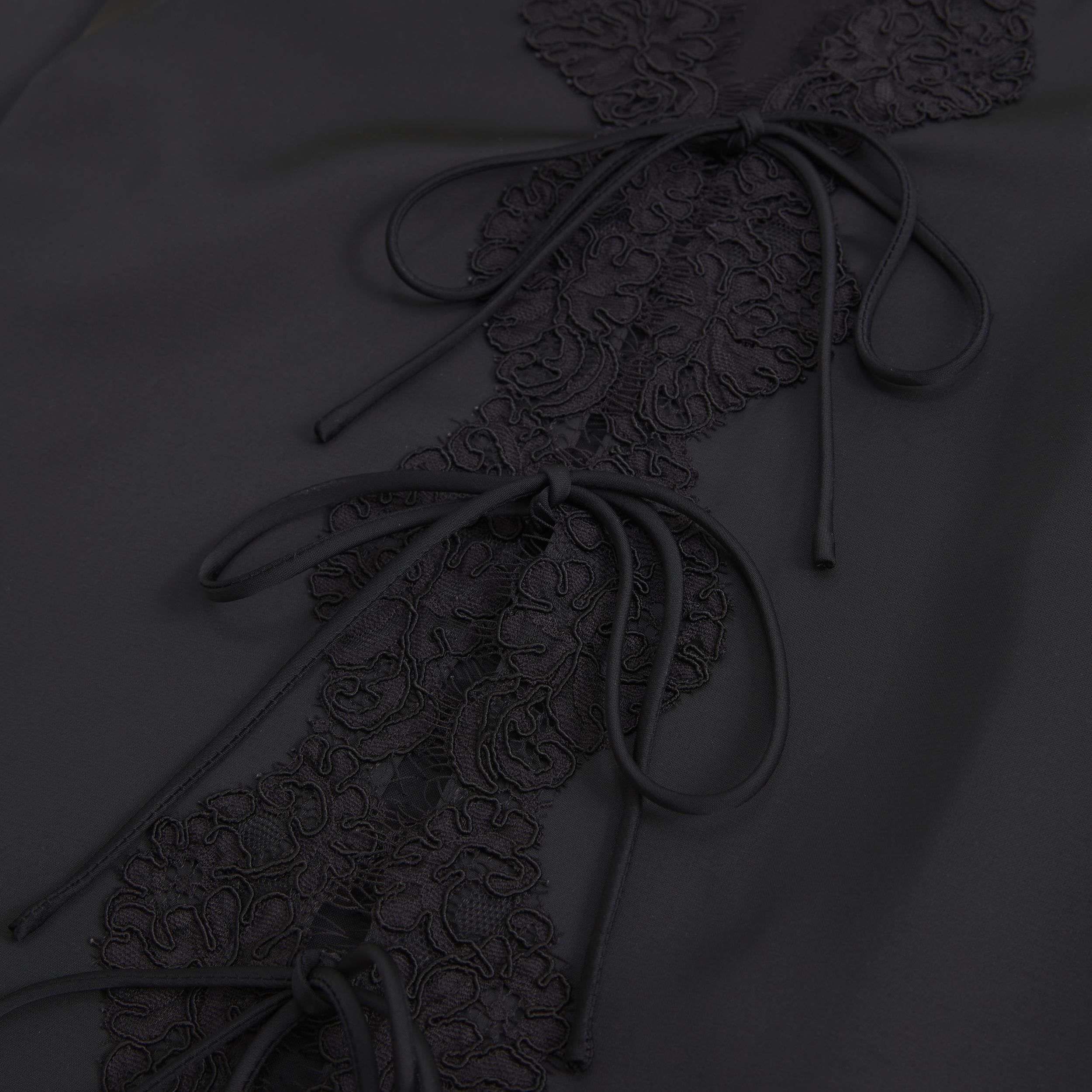 Long-Sleeve Lace-Trim Tie-Front Top Product Image