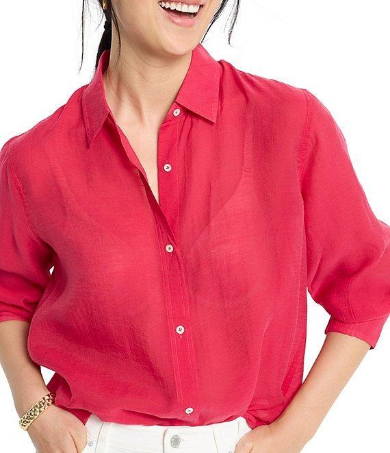 NIC + ZOE Breeze Point Collar Bracelet Sleeve Button Front Shirt Product Image