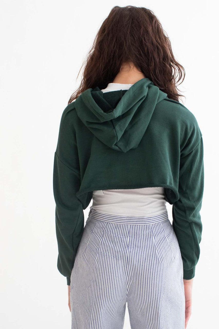 Green Shamrock Cropped Hoodie Product Image