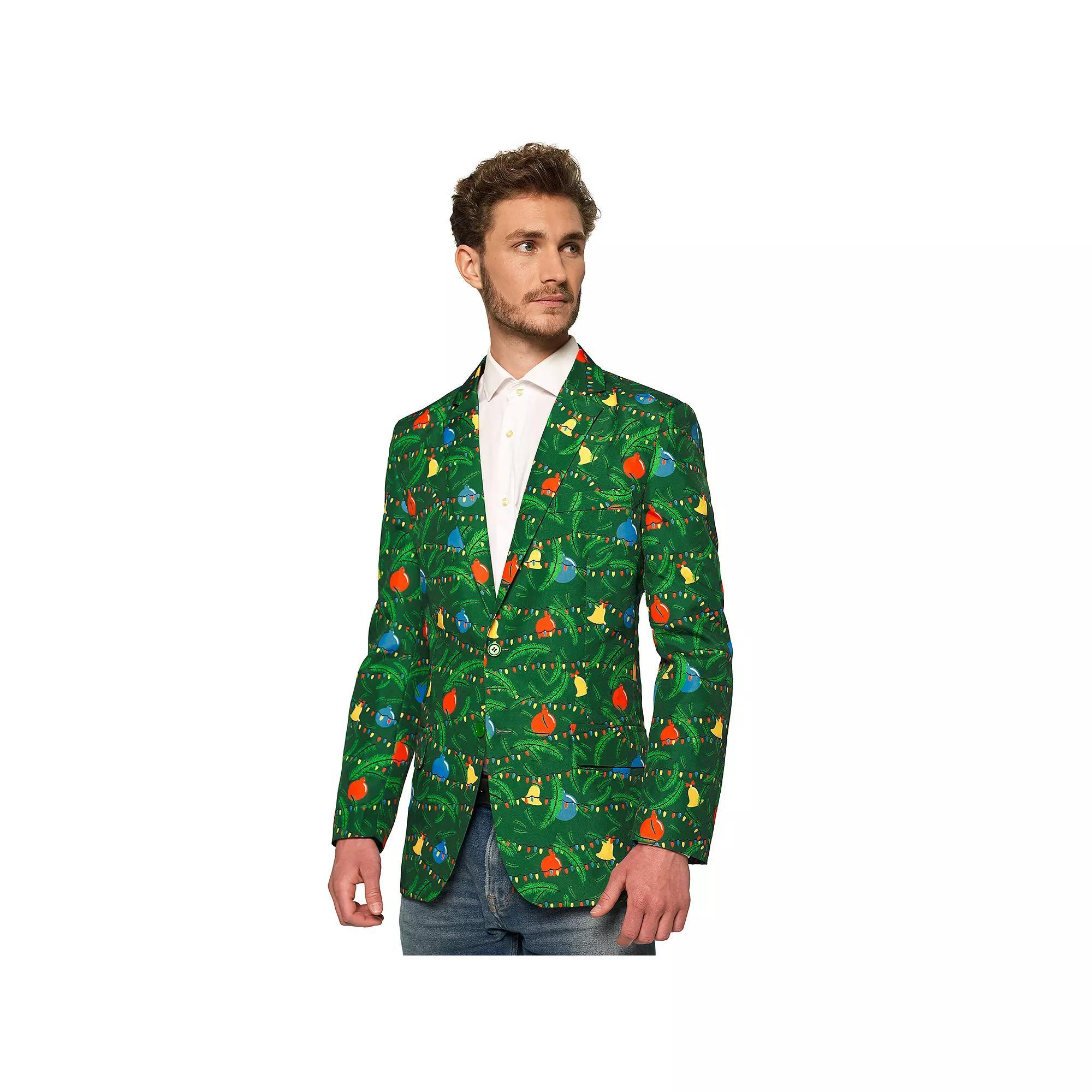 Mens Suitmeister Slim-Fit Christmas Tree Lights Light-Up Green Blazer Product Image