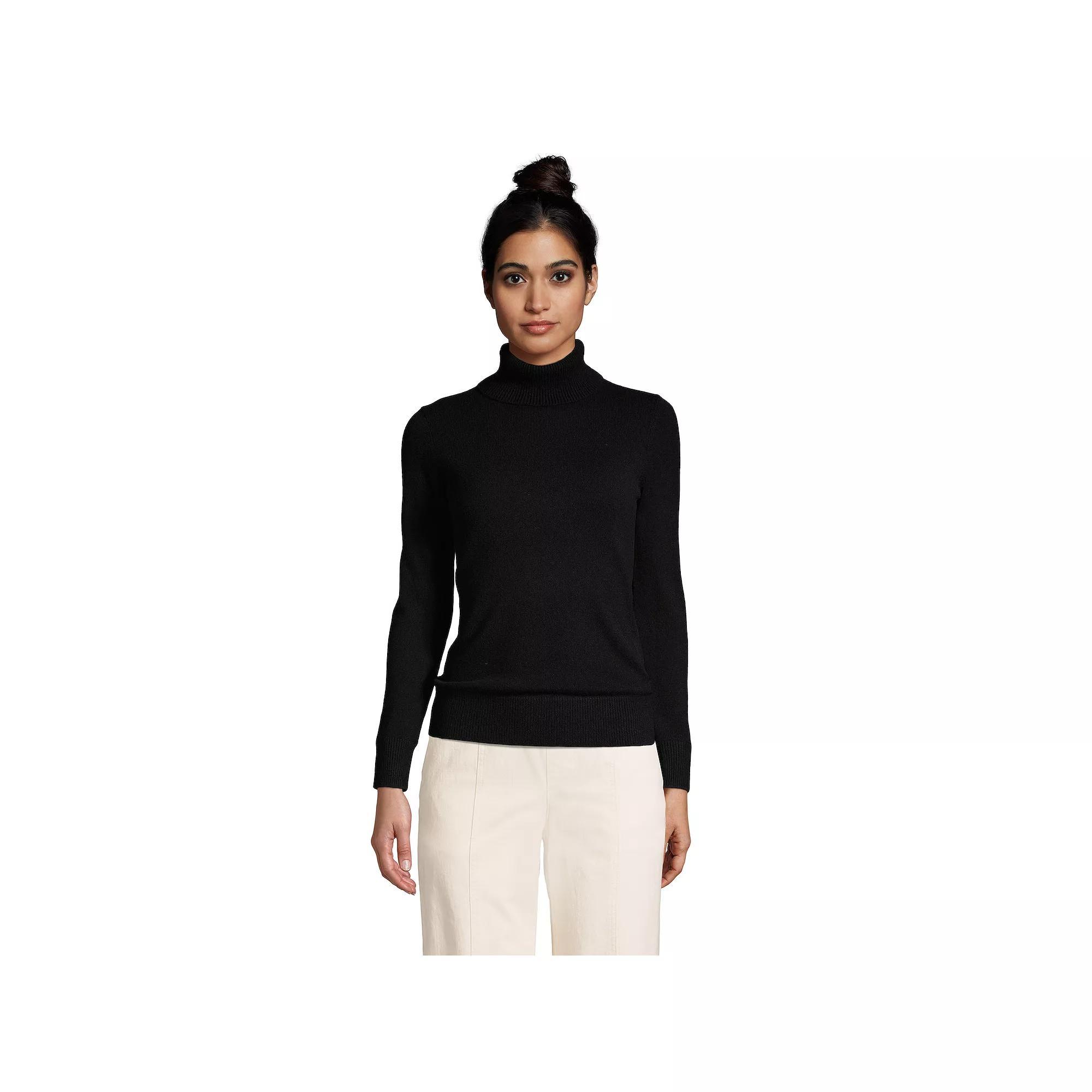 Petite Lands' End Cashmere Turtleneck Sweater, Women's, Size: Medium Petite, New Black Product Image
