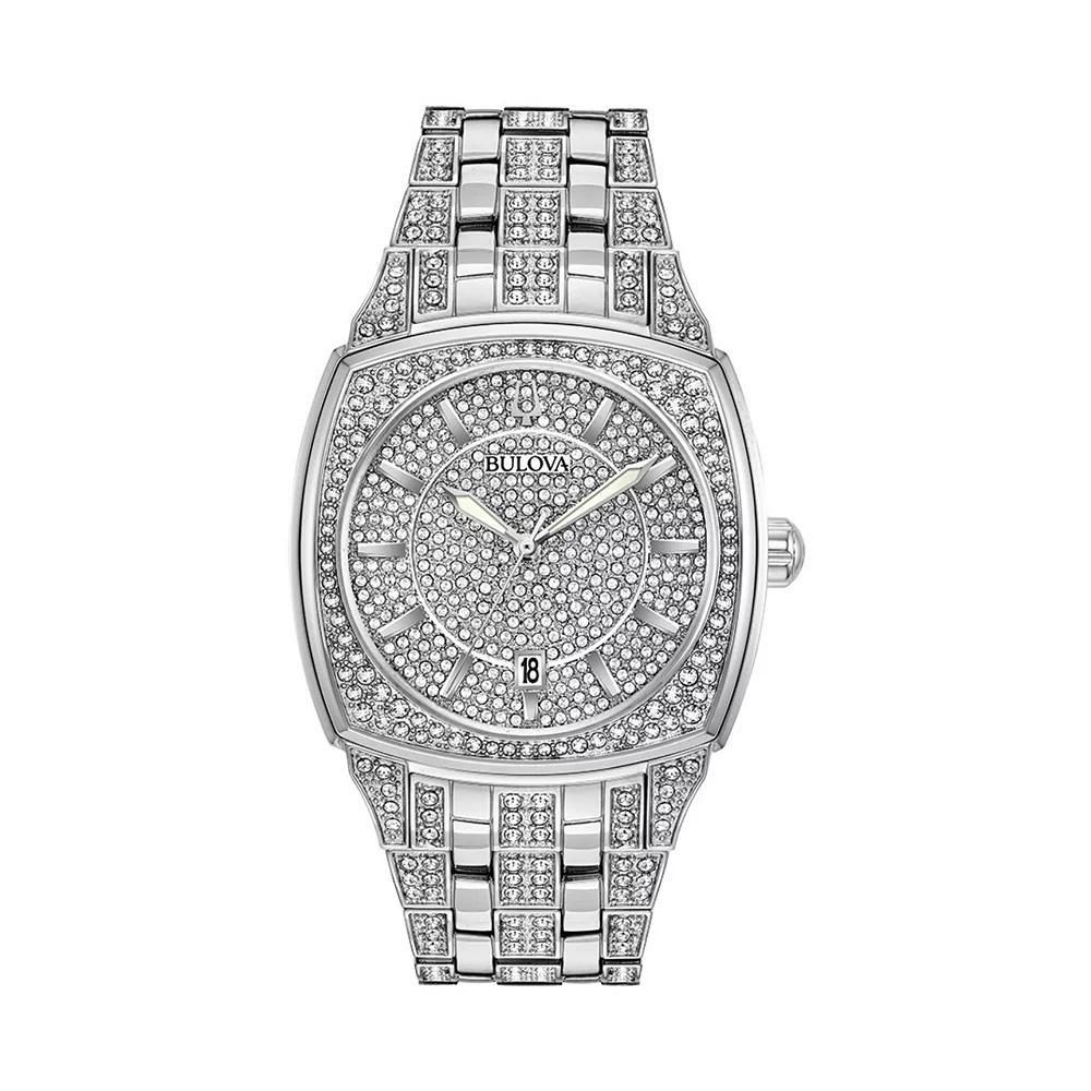 Bulova Men's Crystal Watch, Pave Dial - 96B296, Silver Tone Product Image