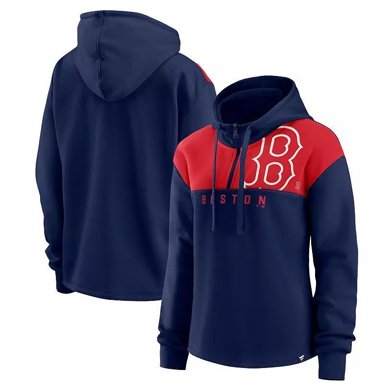 Women's Fanatics Branded Royal Chicago Cubs Iconic Overslide Color-Block Quarter-Zip Hoodie, Size: Large, Blue Product Image