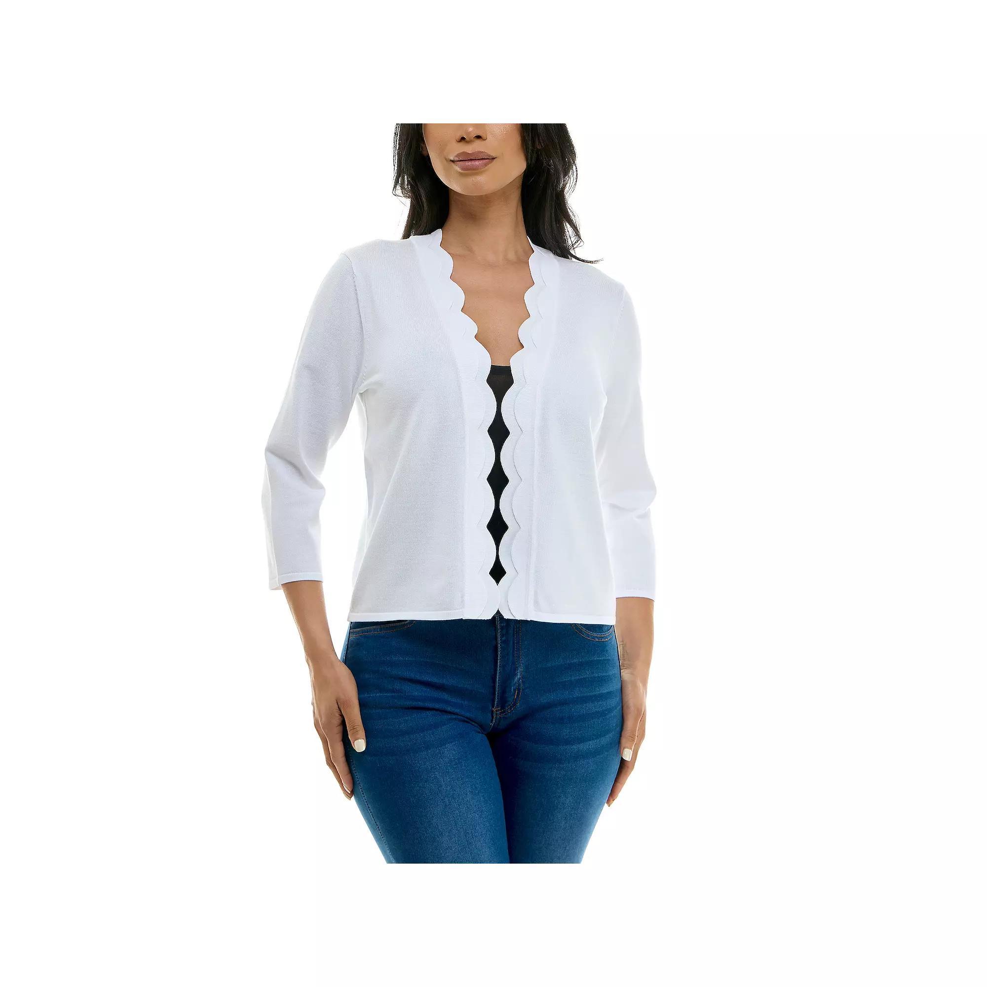 Women's Nina Leonard Scallop Hem Bolero Cardigan, Size: XL, Nina Red Product Image