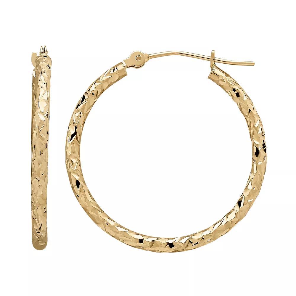 Everlasting Gold 10k Gold Textured Hoop Earrings, Women's Product Image