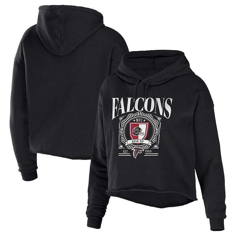 Women's WEAR by Erin Andrews Black Los Angeles Rams Cropped Sponge Fleece Pullover Hoodie, Size: Small Product Image