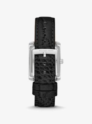 Mini Emery Pavé Silver-Tone and Crocodile Embossed Leather Watch Product Image