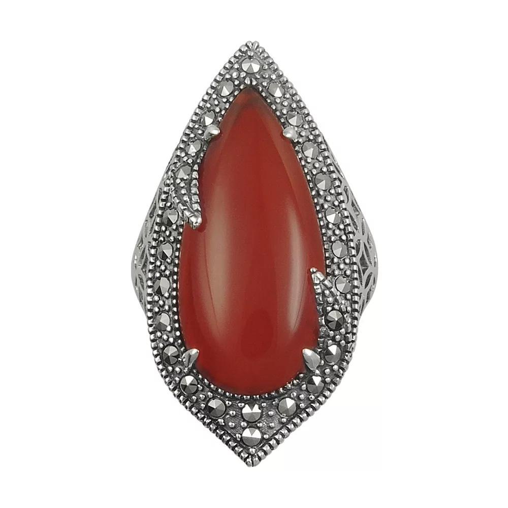 Lavish by TJM Sterling Silver Red Agate Filigree Ring, Women's, Size: 9 Product Image