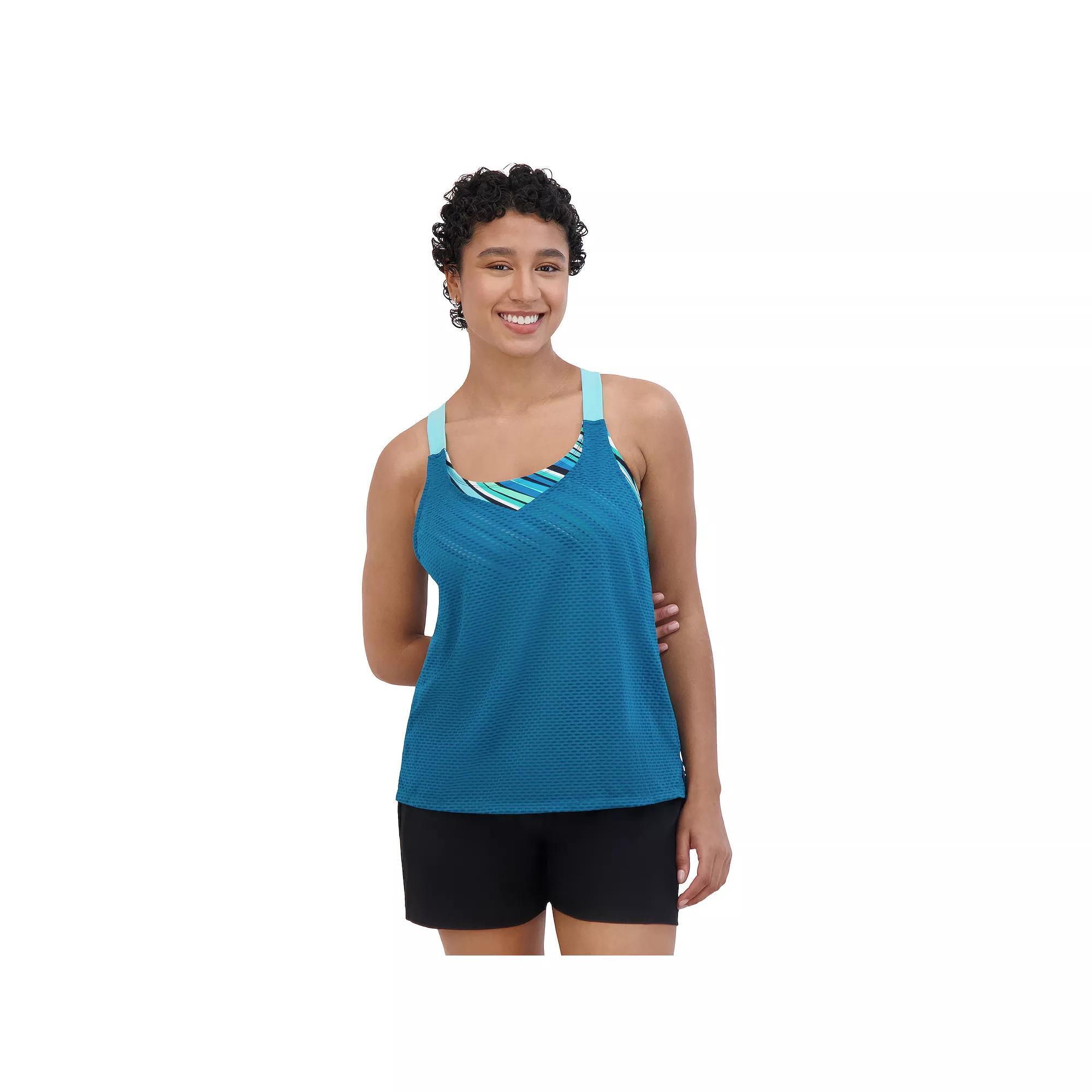 Plus Size ZeroXposur Slipstream Wide Strap 2-in-1 Swim Top, Women's, Size: 1XL, Kelp Product Image