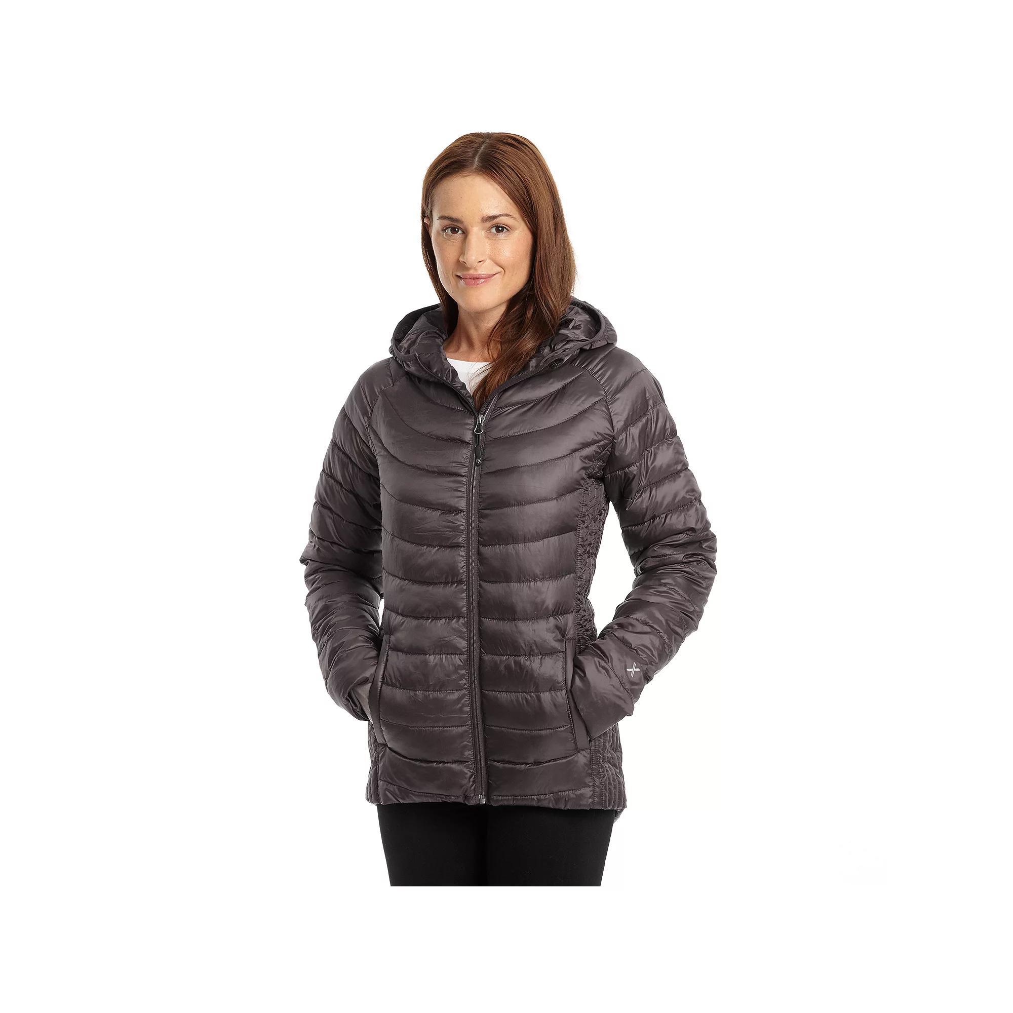 Women's Excelled Hooded Puffer Jacket, Size: Small, Gray Product Image