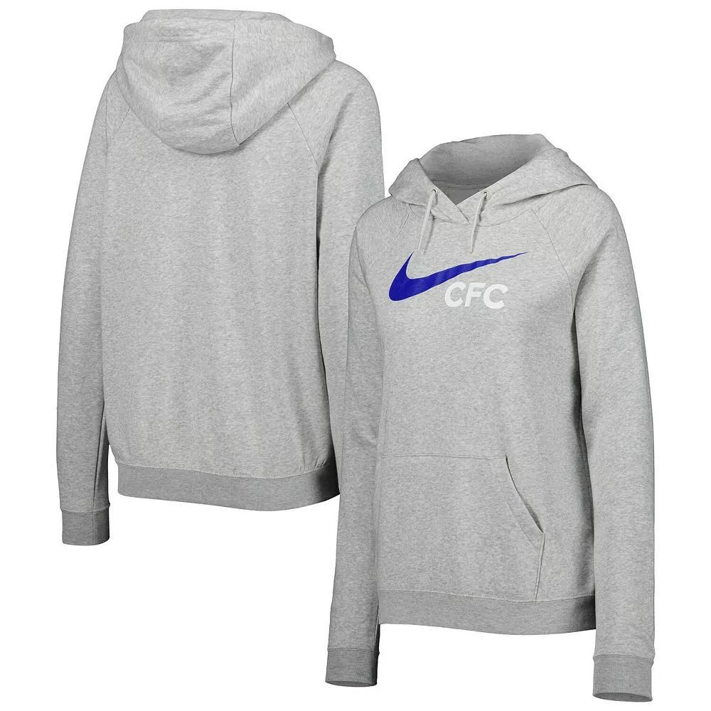 Women's Nike Heather Gray Chelsea Lockup Varsity Fleece Raglan Pullover Hoodie, Size: XL, Chl Grey Product Image