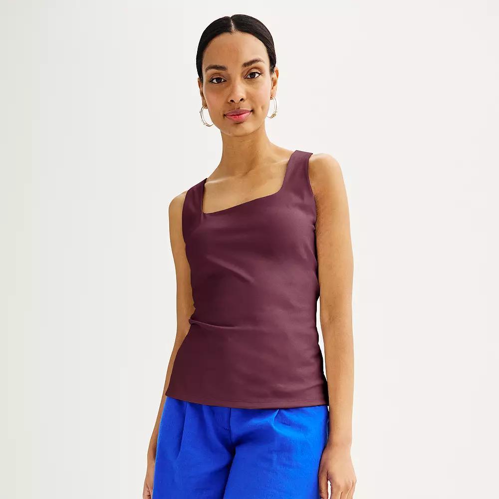 Women's Nine West Sculpt Squareneck Tank Top, Size: Large, Maddie Purple Product Image