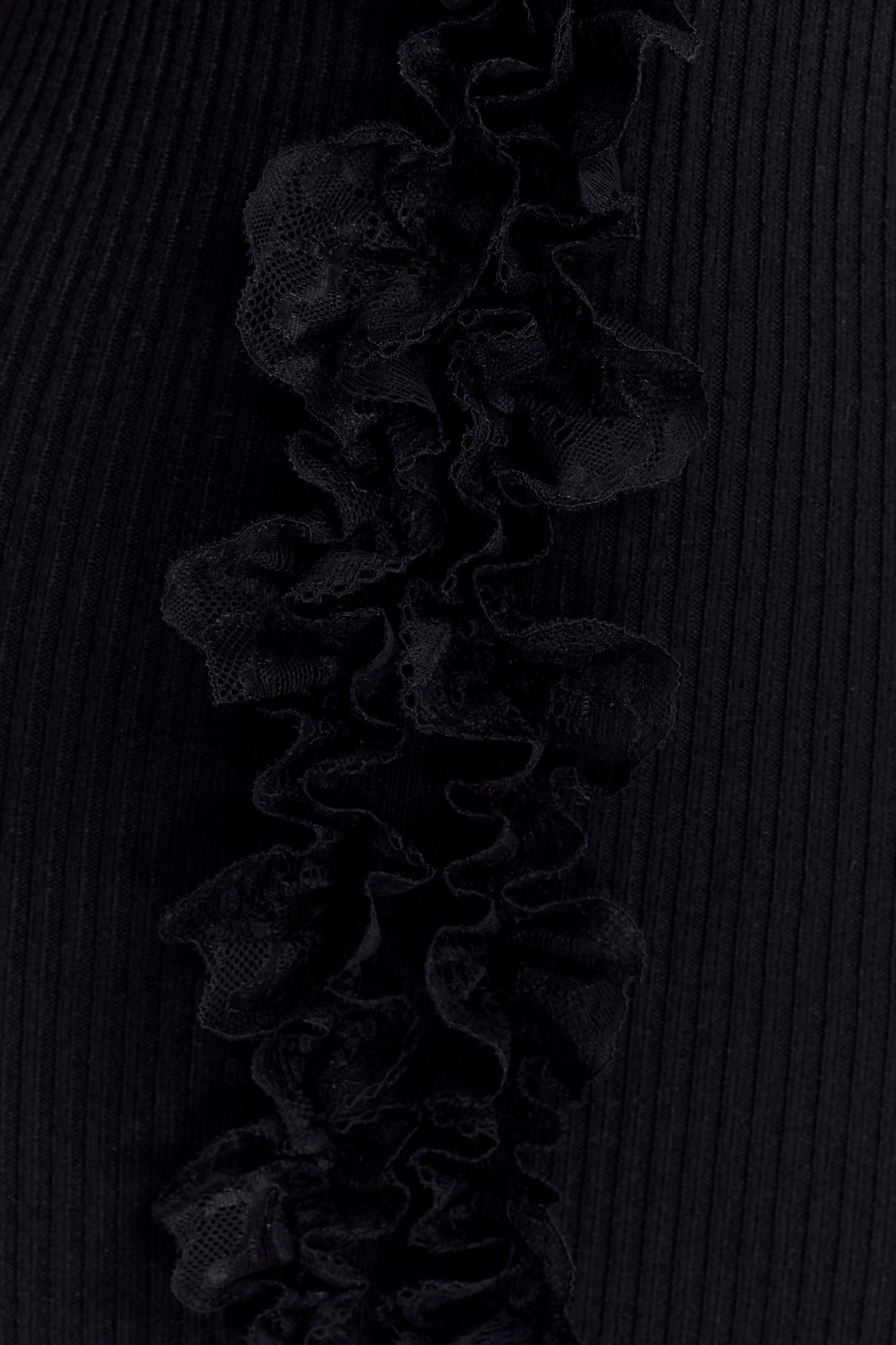 Shay Lace Ruffle Knit Midi Dress - Black Product Image