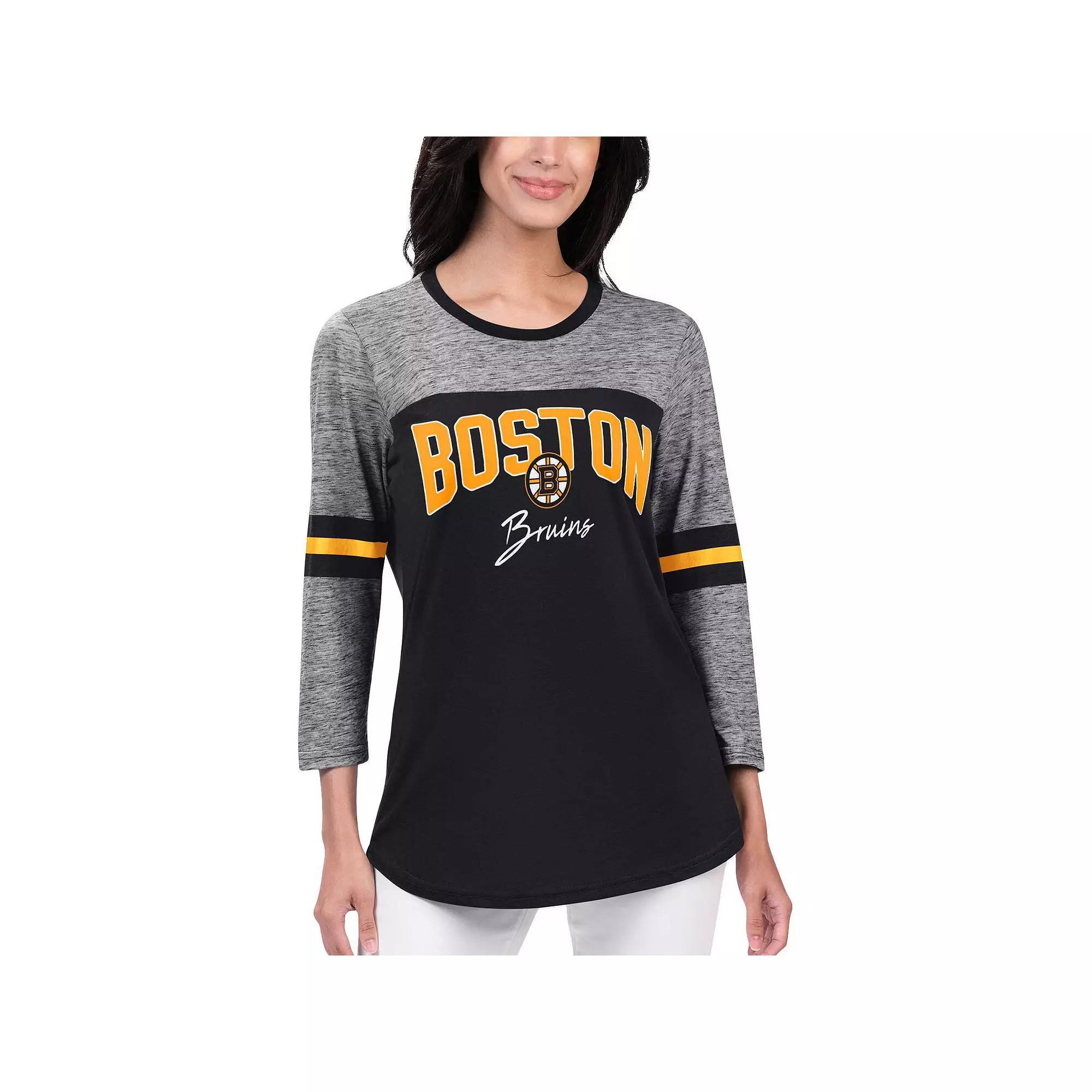 Women's G-III 4Her by Carl Banks Black Boston Bruins Play The Game 3/4-Sleeve T-Shirt, Size: 2XL Product Image