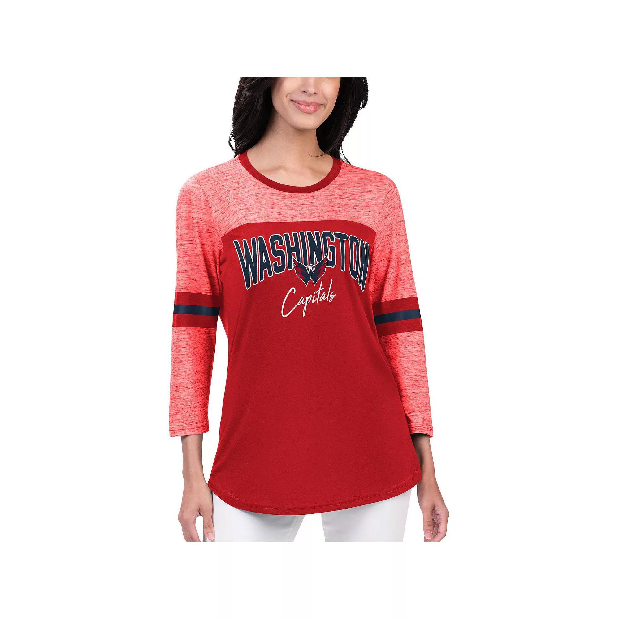 Women's G-III 4Her by Carl Banks Red Washington Capitals Play The Game 3/4-Sleeve T-Shirt, Size: Large Product Image
