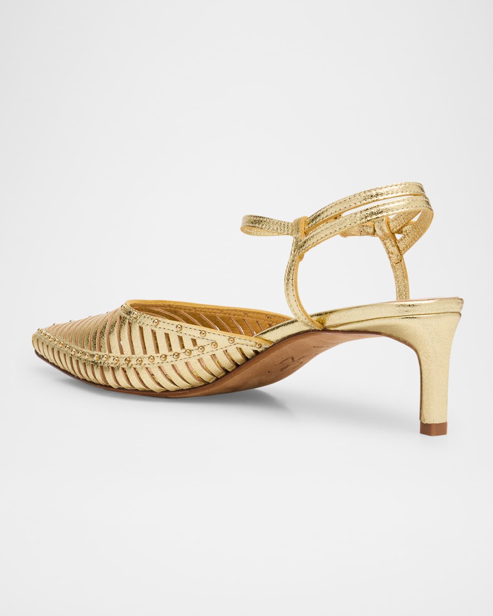 Francine Metallic Leather Cage Kitten Heels Product Image