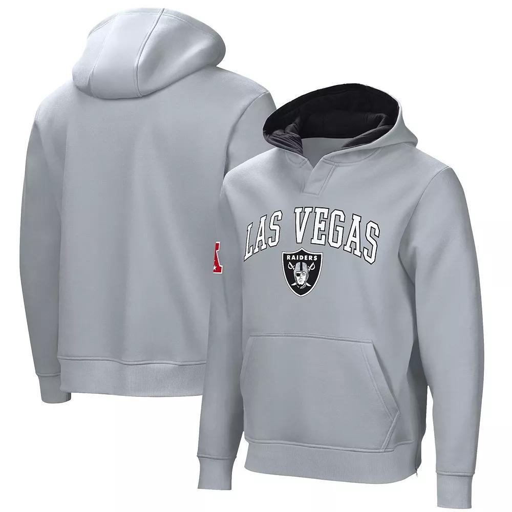 Men's  Silver Las Vegas Raiders Linebacker Adaptive Pullover Hoodie, Size: Small, Lvr Silver Product Image