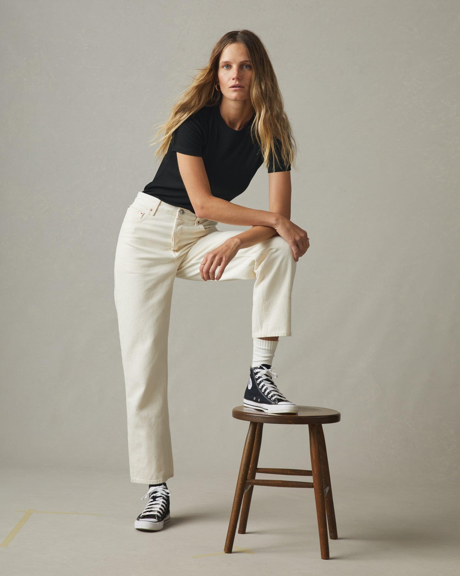 Women's Rib Crew Tee - Super Black Female Product Image