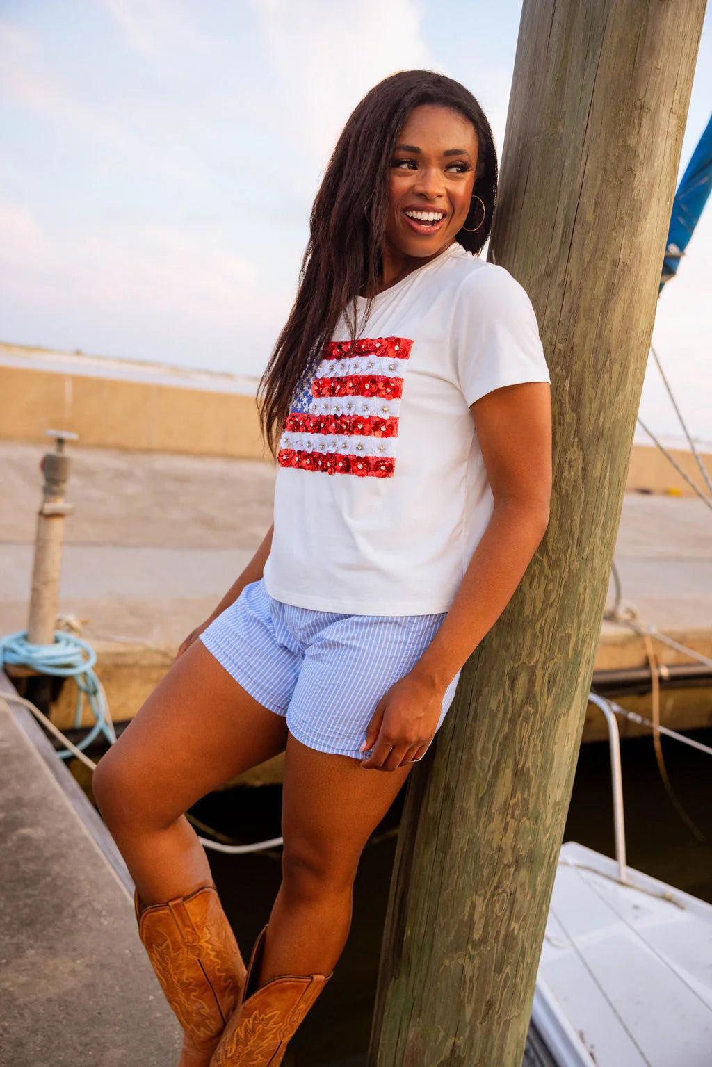 Flower American Flag Tee Product Image