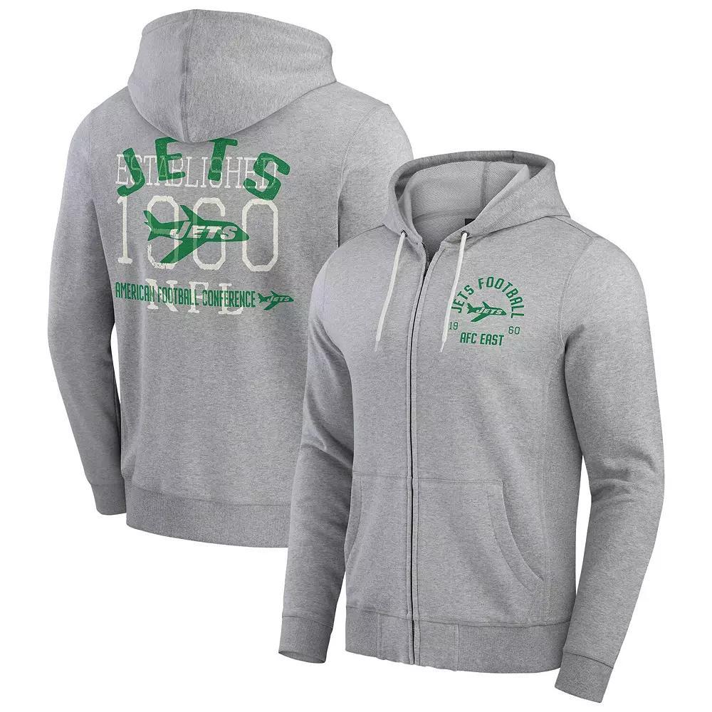Mens Darius Rucker Collection by Fanatics Heather Gray New York Jets Vintage Stripe Full-Zip Hoodie Product Image