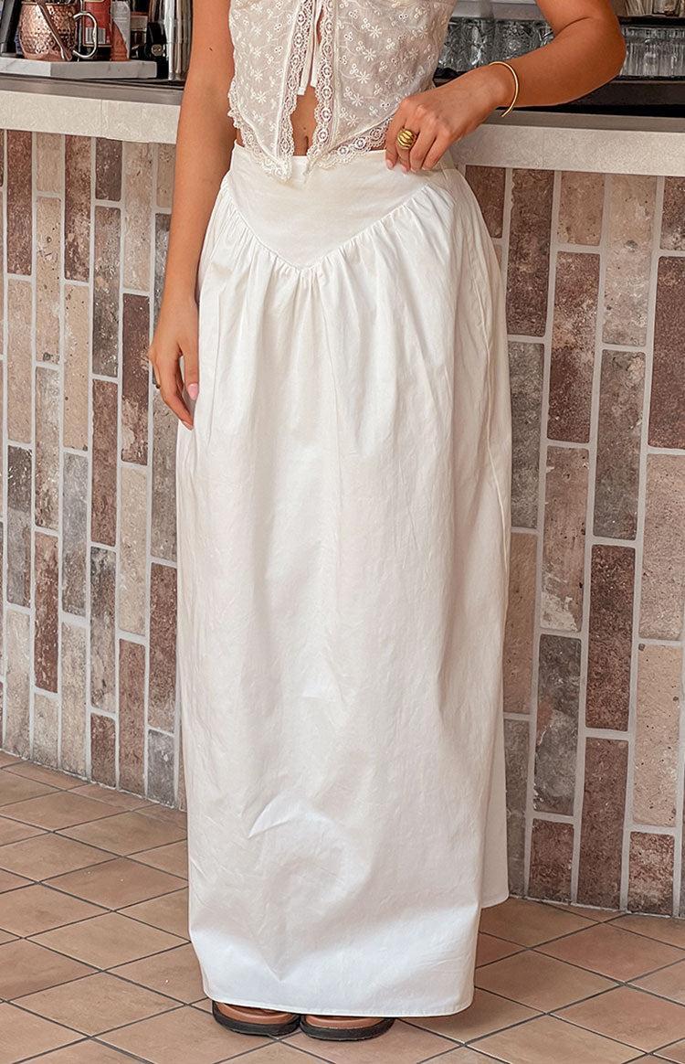 Sweetheart Swirl White Midi Skirt Product Image