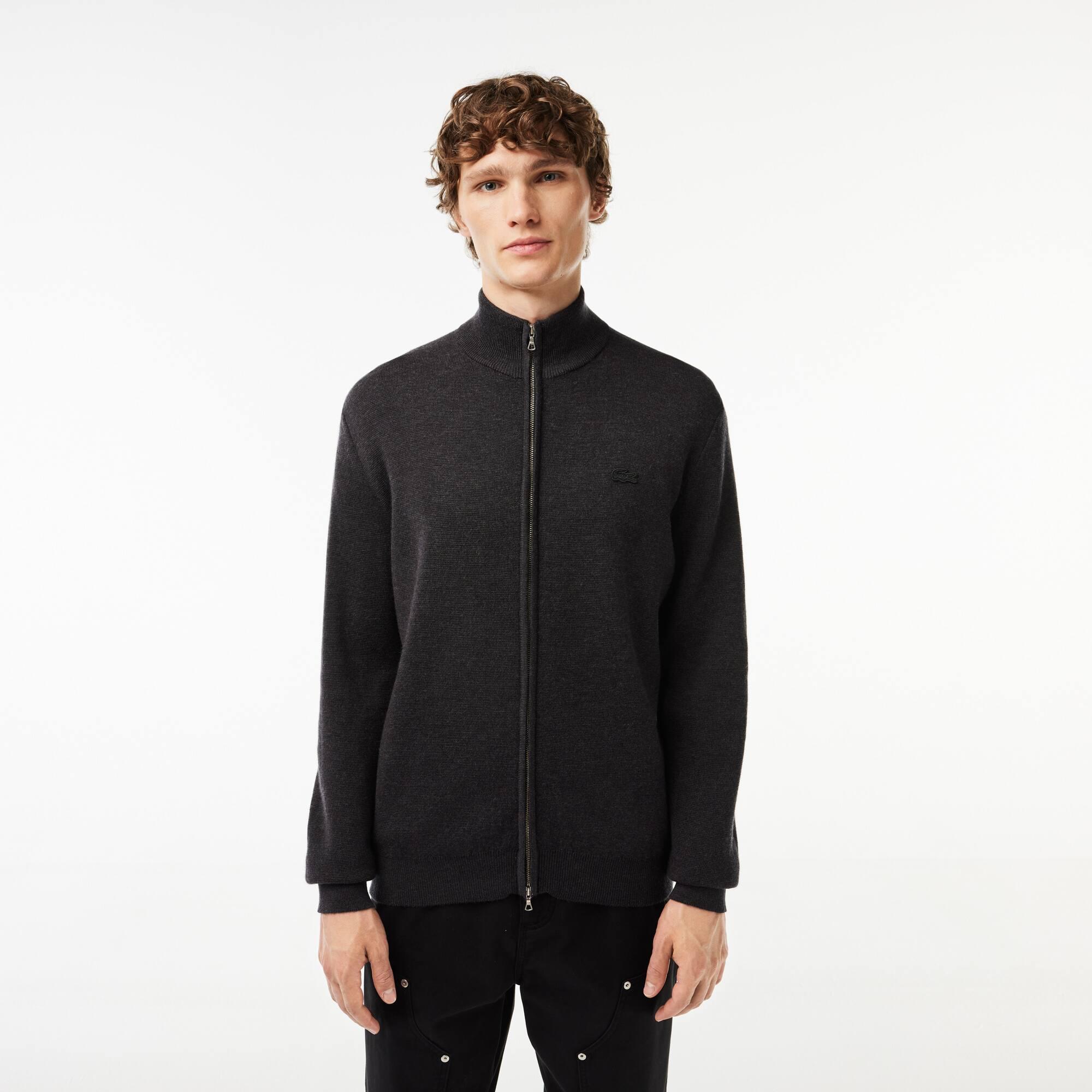 High Neck Zipped Wool Cardigan Product Image