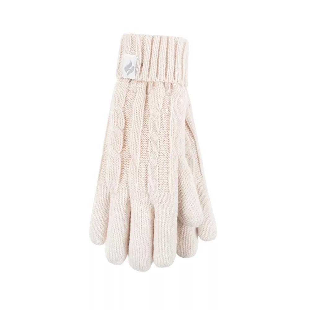Women's Heat Holders Heatweaver Lined Cable Knit Gloves, Size: Small-Medium, Buttercream Product Image