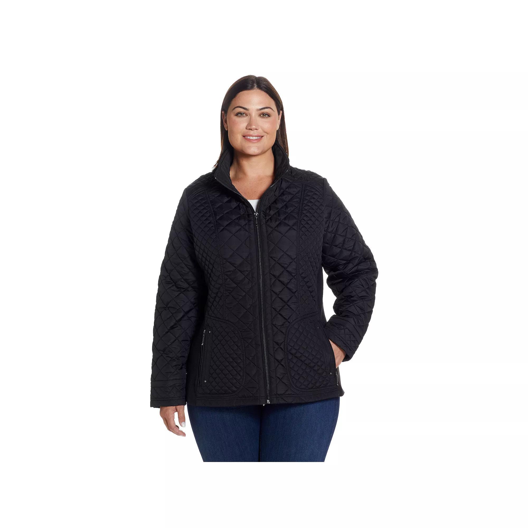 Plus Size Weathercast Quilted Moto Jacket, Womens Product Image