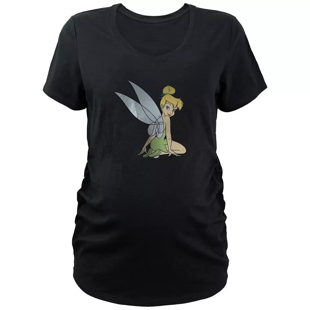 Disney's Tinker Bell Profile Portrait Maternity Graphic Tee, Women's, Size: XXL-MAT, Black Product Image