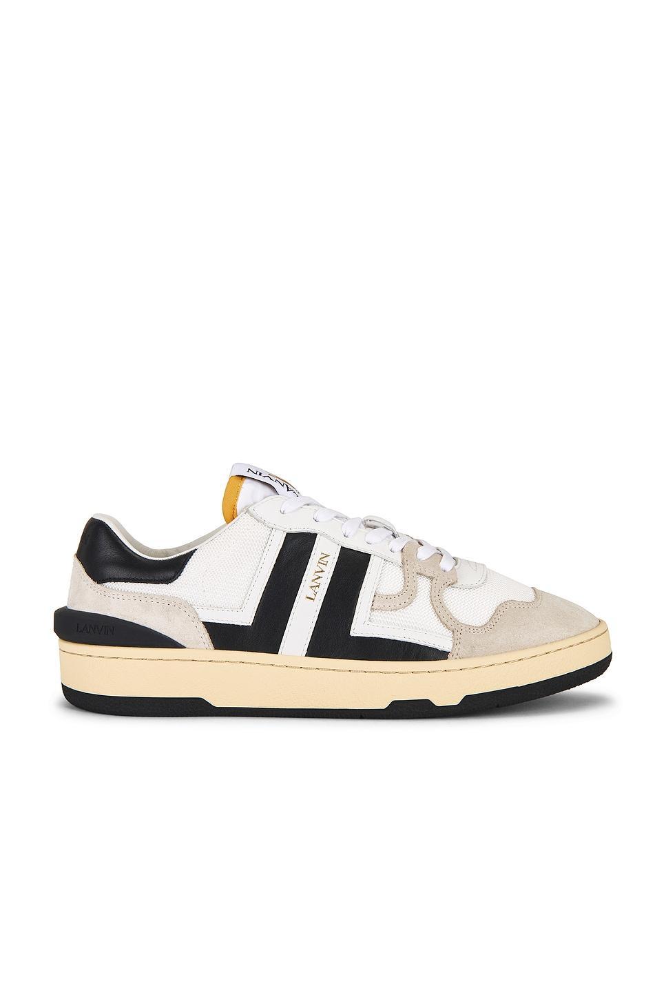 LANVIN Black And White Leather Clay Low Mesh Sneakers Product Image