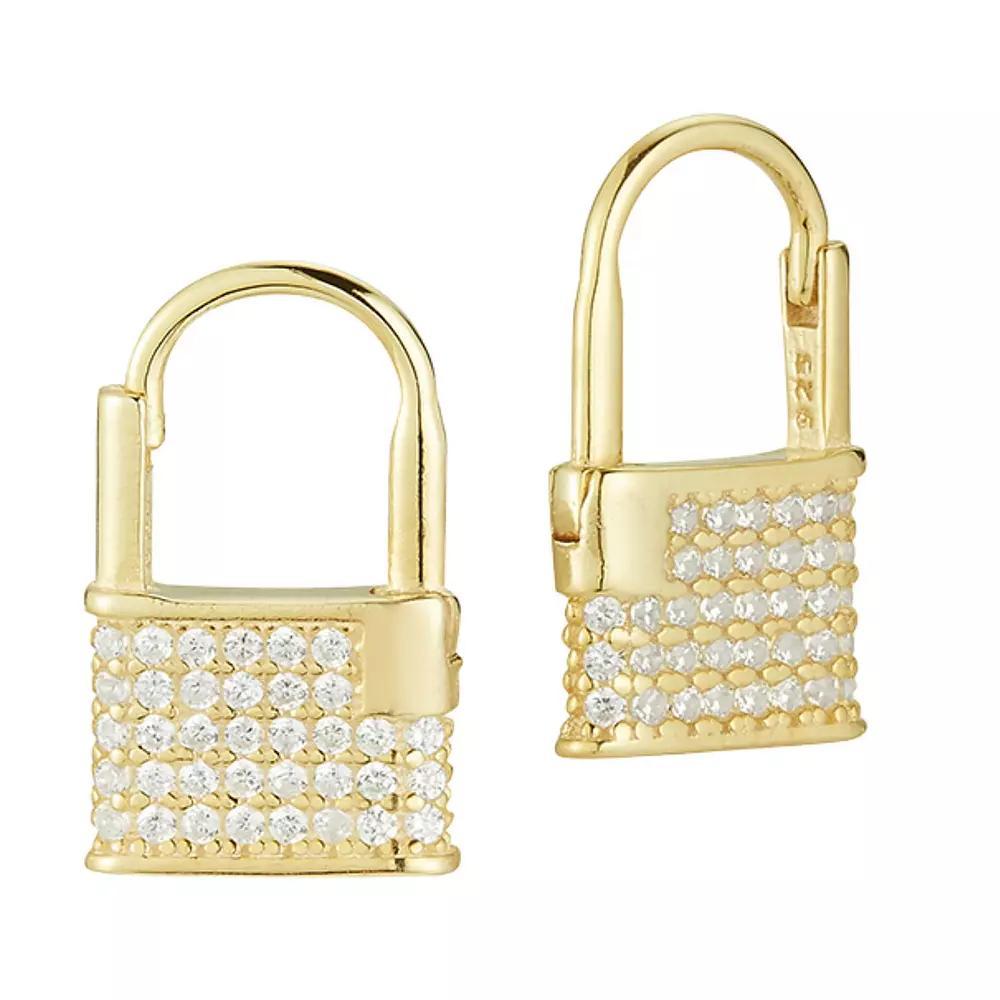 Sunkissed Sterling Cubic Zirconia Padlock Earrings, Women's, Gold Tone Product Image