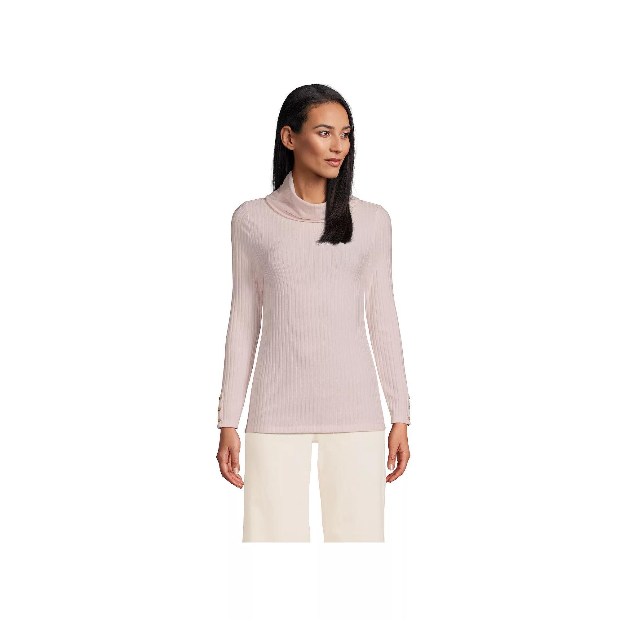 Women's Lands' End Long-Sleeve Wide Rib Turtleneck, Size: XL, Rich Red Product Image