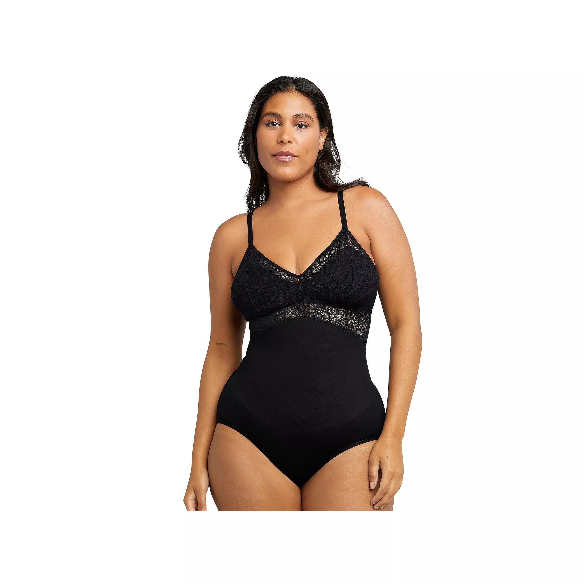 Women's Maidenform® Tame Your Tummy Firm Control Shapewear Lace Bodysuit DMS097, Size: Medium, Sandshell Product Image