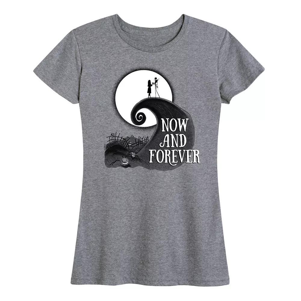 Disneys The Nightmare Before Christmas Womens Now And Forever Graphic Tee Grey Wine Product Image
