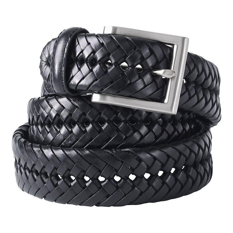 Mens Lands End Big Leather Braid Belt Deep Blue Product Image