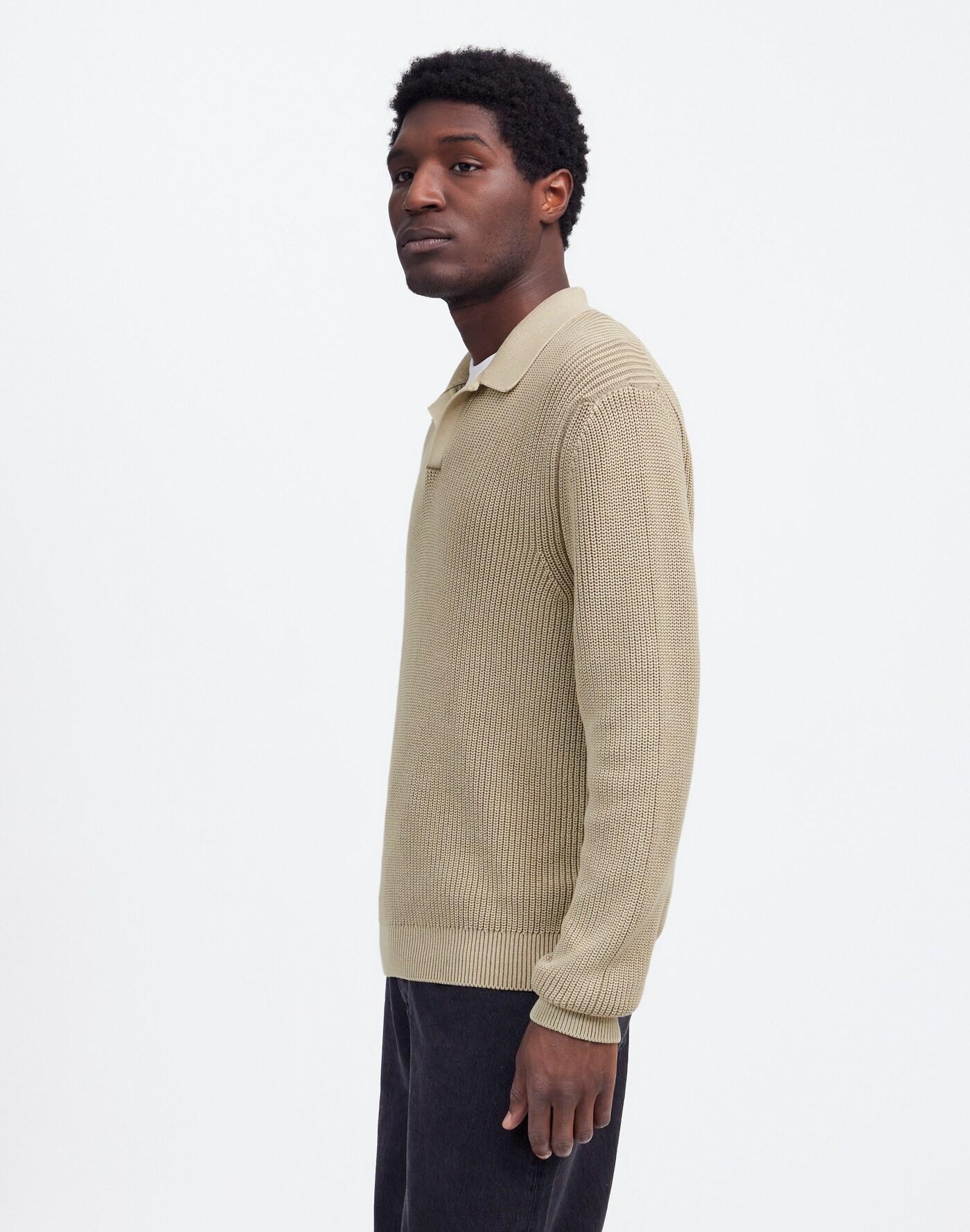 Cotton Shaker Stitch Johnny-Collar Sweater Polo Product Image