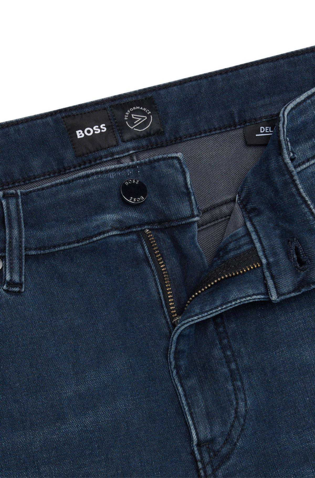 Slim-fit jeans in blue knitted stretch denim Product Image