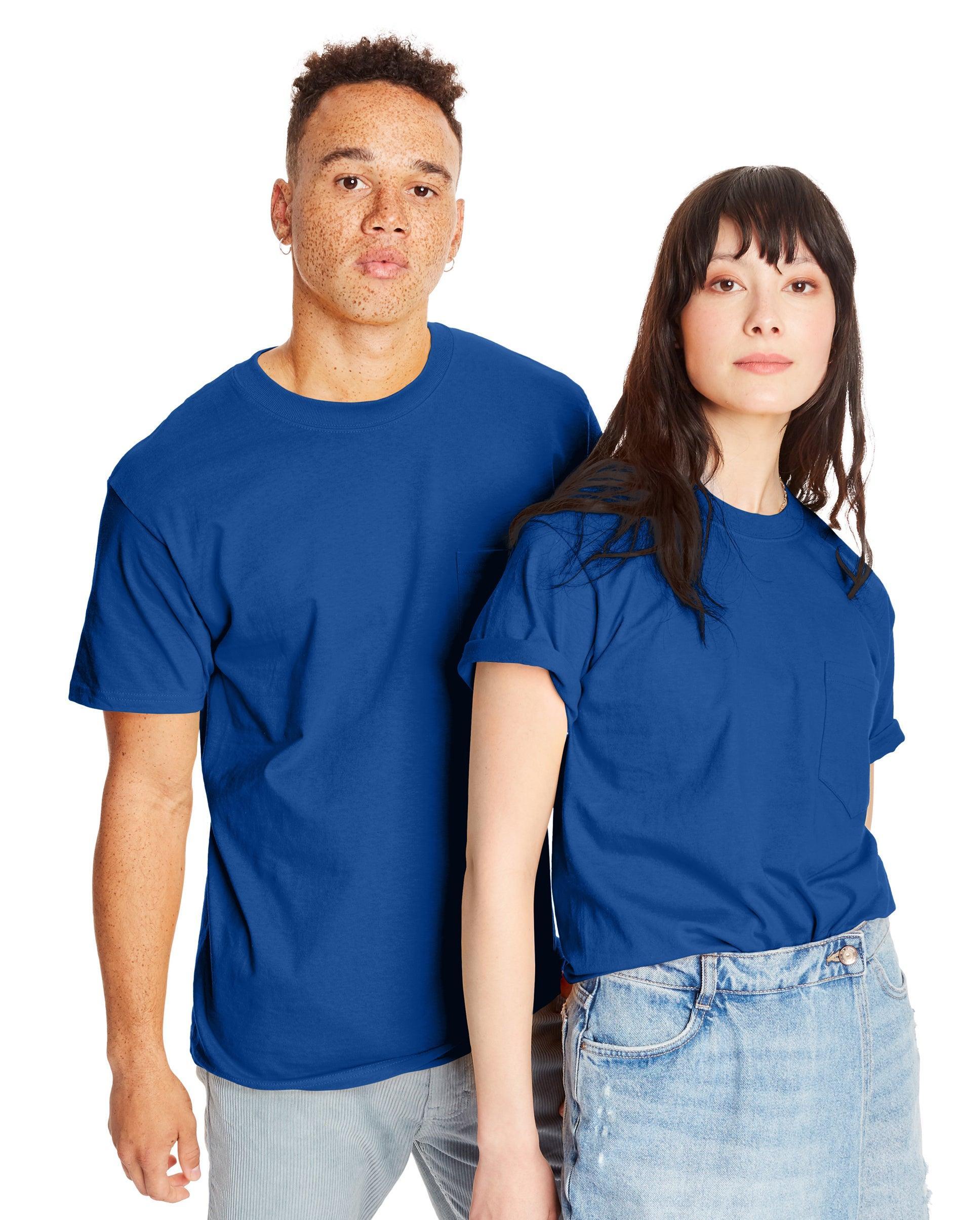 Men's Hanes® Beefy-T 2-Pack Pocket T-Shirt, Size: XL, Blue Product Image