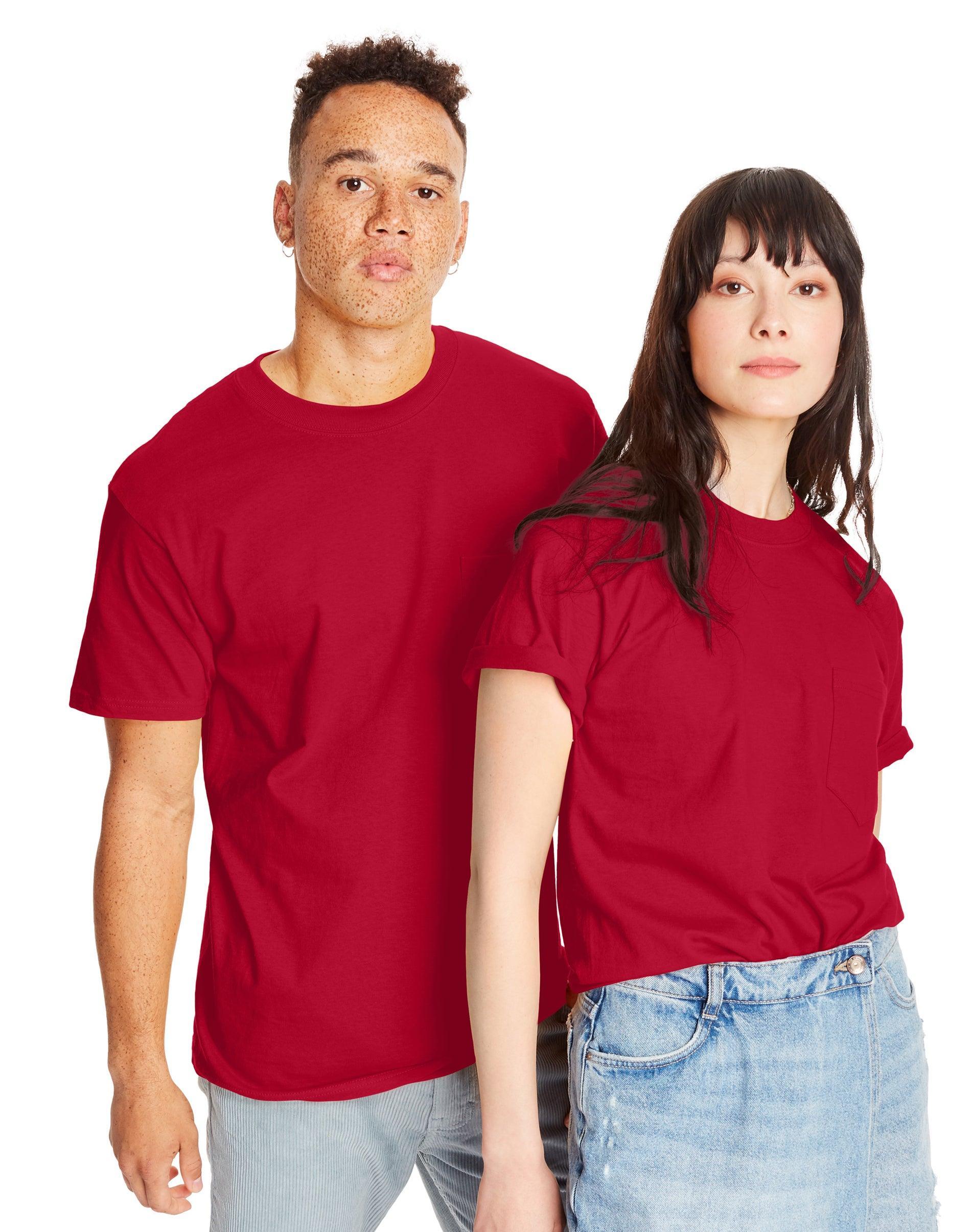 Men's Hanes® Beefy-T 2-Pack Pocket T-Shirt, Size: XL, Blue Product Image