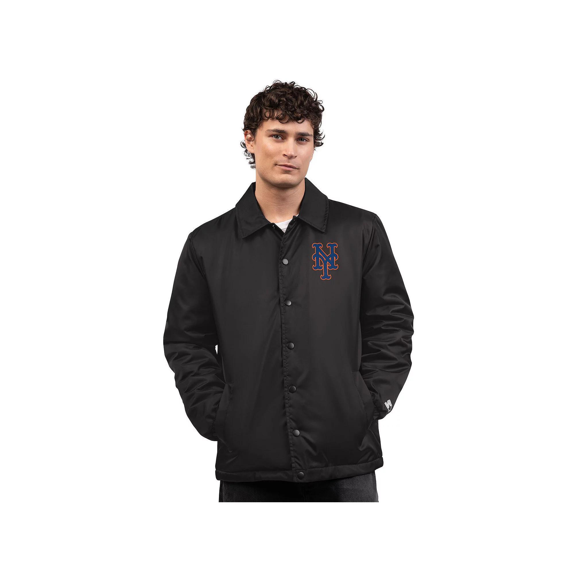 Men's Starter  Black Detroit Tigers Full-Snap Coaches Jacket, Size: Large Product Image