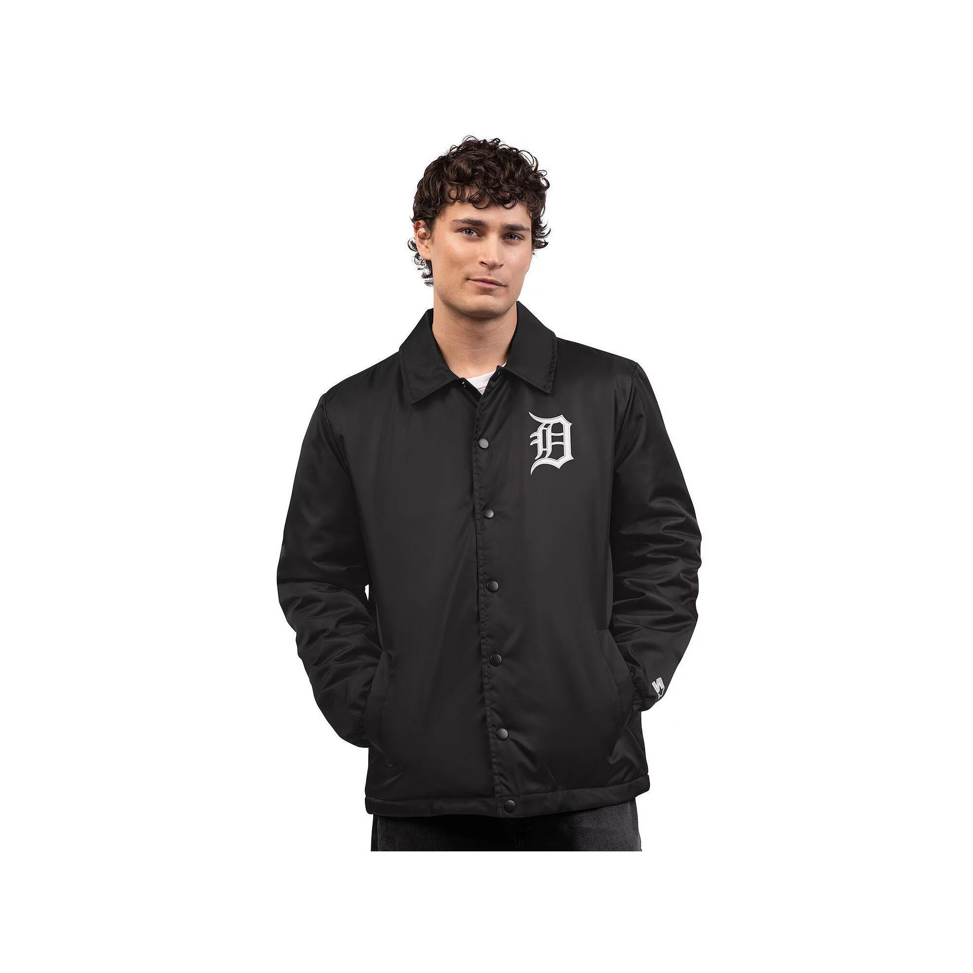 Men's Starter  Black Detroit Tigers Full-Snap Coaches Jacket, Size: Large Product Image