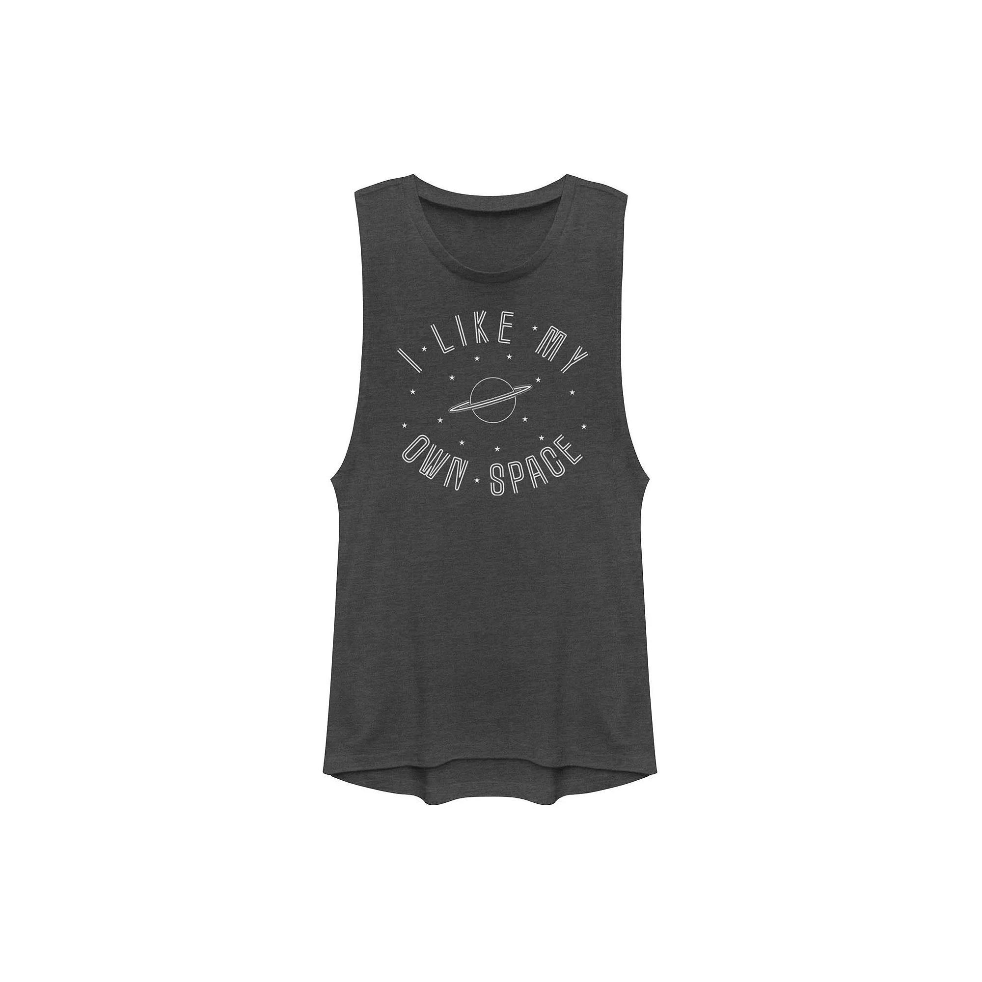 Juniors I Like My Own Space Sketch Muscle Tank Top, Girls Grey Product Image