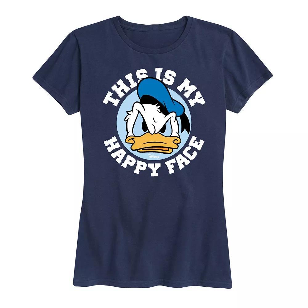 Disney's Donald Duck Women's This Is My Happy Face Graphic Tee, Size: Large, Blue Product Image